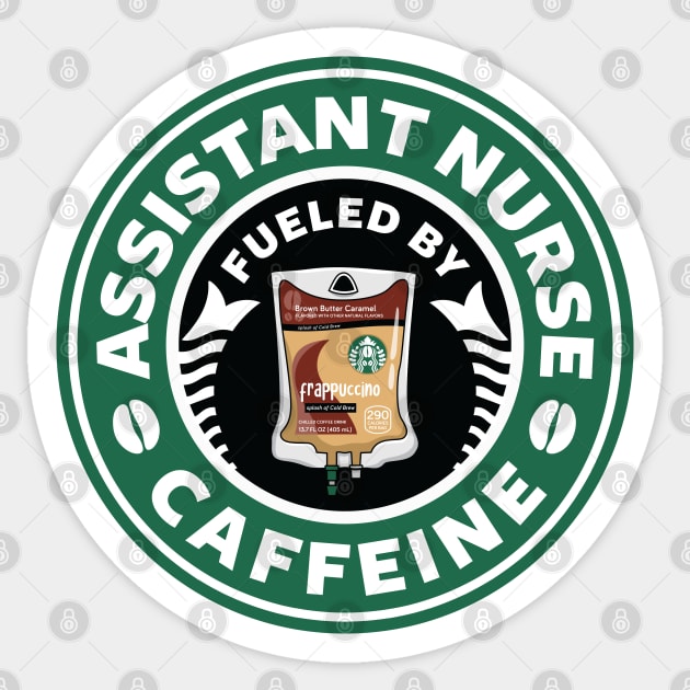 Assistant Nurse Fueled By Caffeine Sticker by spacedowl